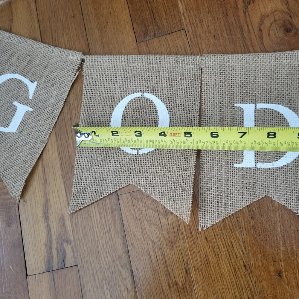 God Bless Blue Cross Burlap Banner Christening Baptism Confirmation Religious...